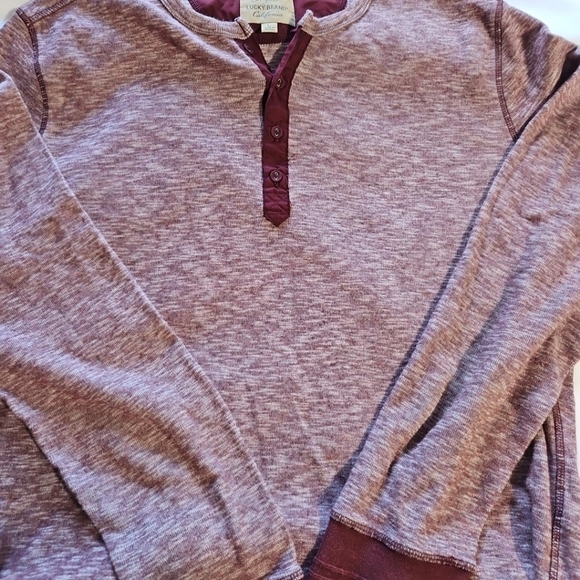 Lucky Brand California Red & White Cotton Henley Sweater Large L NWOT - Picture 5 of 6